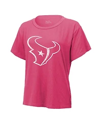 Women's Majestic Threads C.j. Stroud Pink Distressed Houston Texans Name and Number T-shirt