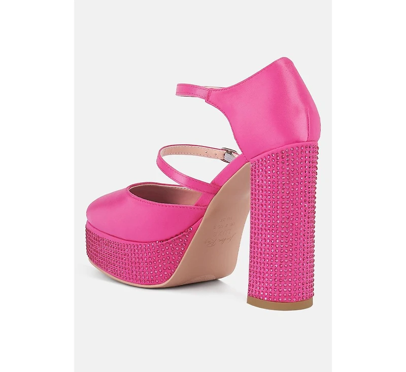 Rhinestones Embellished Platform Mary Jane Sandals Women