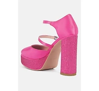 Rhinestones Embellished Platform Mary Jane Sandals Women