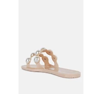Pearla Faux Pearl Detail Jelly Flats