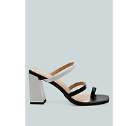 Womens Marve Contrast Strap Block Heel Sandals