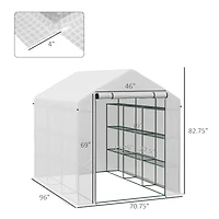 Outsunny Walk-in house, 18 Shelves, 95.25" x 70.75" x 82.75