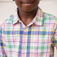 Hope & Henry Boys' Linen Long Sleeve Button Down Shirt - Kids