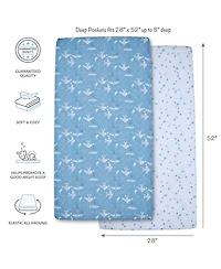 Bedtime Originals Airplane/Stars Aviation 2-Pack Fitted Crib/Toddler Sheet Set