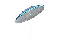 8 ft Portable Beach Umbrella with Sand Anchor and Tilt Mechanism for Garden Patio