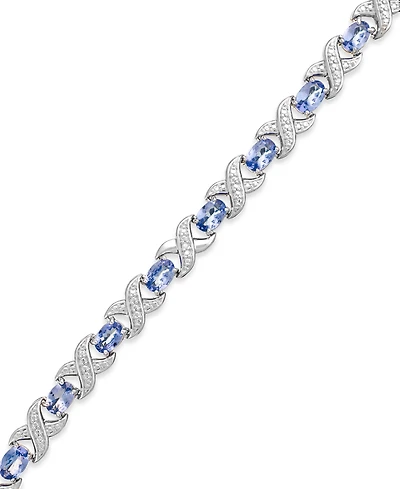 Gemstone and Diamond Accent Xo Bracelet Sterling Silver