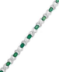 Gemstone and Diamond Accent Xo Bracelet Sterling Silver