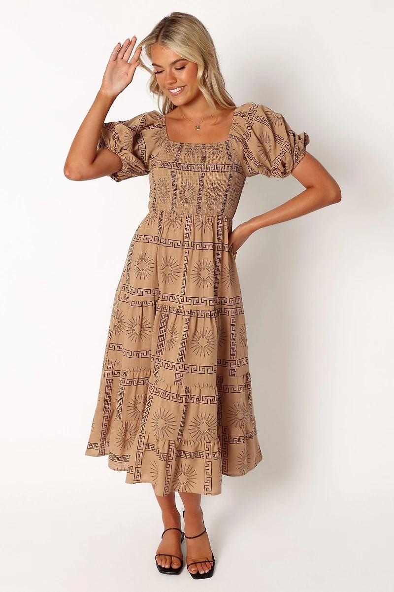 Soliel Puff Sleeve Midi Women's Dress