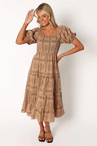 Soliel Puff Sleeve Midi Women's Dress