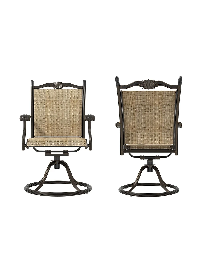 Mondawe 5-Piece Aluminum Outdoor Patio Dining Set with Swivel Armchairs, Brown