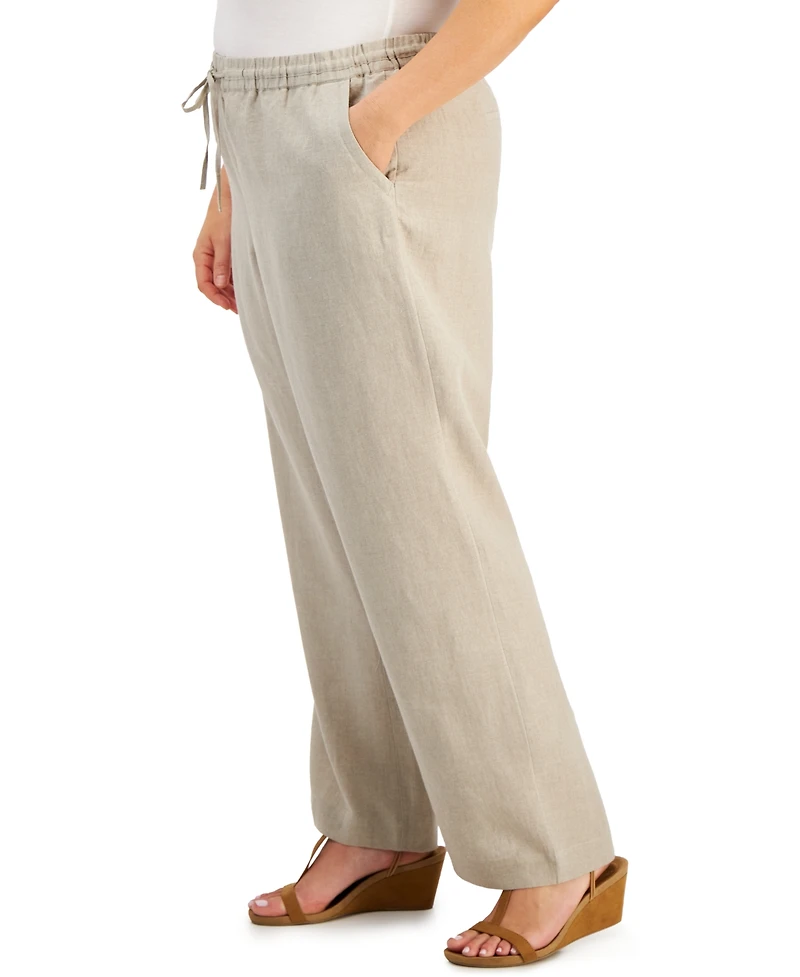 Charter Club Plus 100% Linen Pants, Exclusively at Macy's