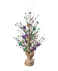 Glitzhome 21" H Lighted Mardi Gras Fleur-De-Lis Berry Table Tree