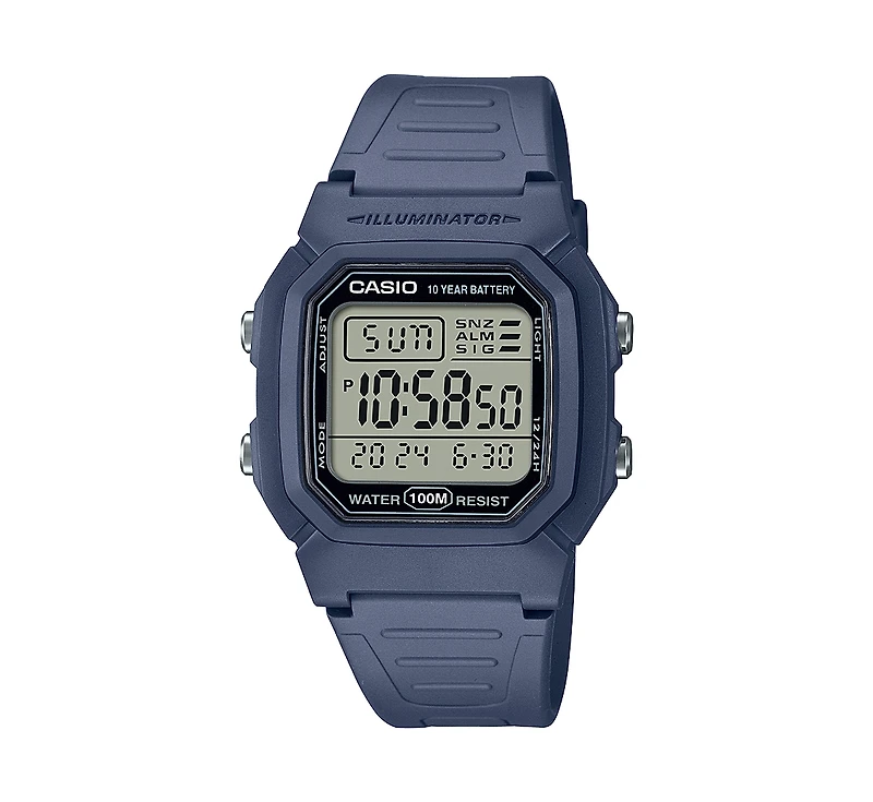 Casio Men's Digital Blue Resin Watch, 36.8mm, W800H-2AV