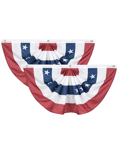 1.5x3 Ft Usa Pleated Fan Flag Half Fan Banner American Bunting Decoration 2 Pack