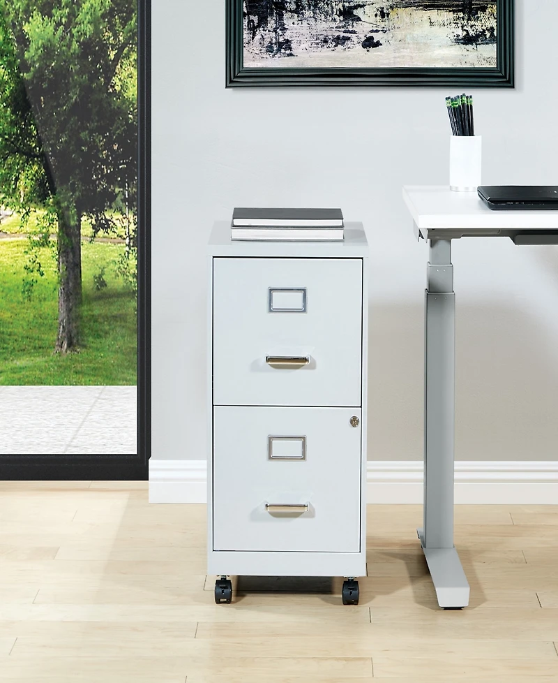 Office Star 26.75" 2 Drawer Mobile Locking Metal File Cabinet