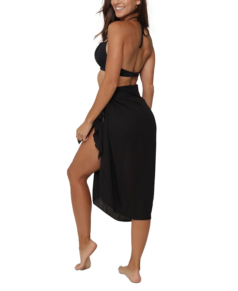 J Valdi Women's Self-Tie Long Cover-Up Pareo