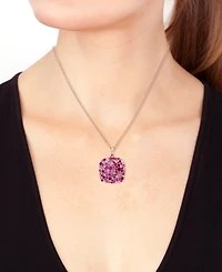 Effy Multi-Gemstone (2-3/4 ct. t.w.) & Diamond Accent Cluster 18" Pendant Necklace in Rose Gold-Plated Silver