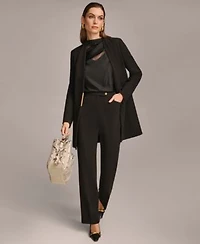 Donna Karan Collarless Topper Jacket Straight Leg Pant