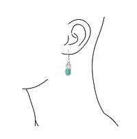 Bling Jewelry Celtic Love Knot Work Bezel Set Oval Blue Natural Turquoise Lever Back Dangle Earrings Western Style Sterling Silver