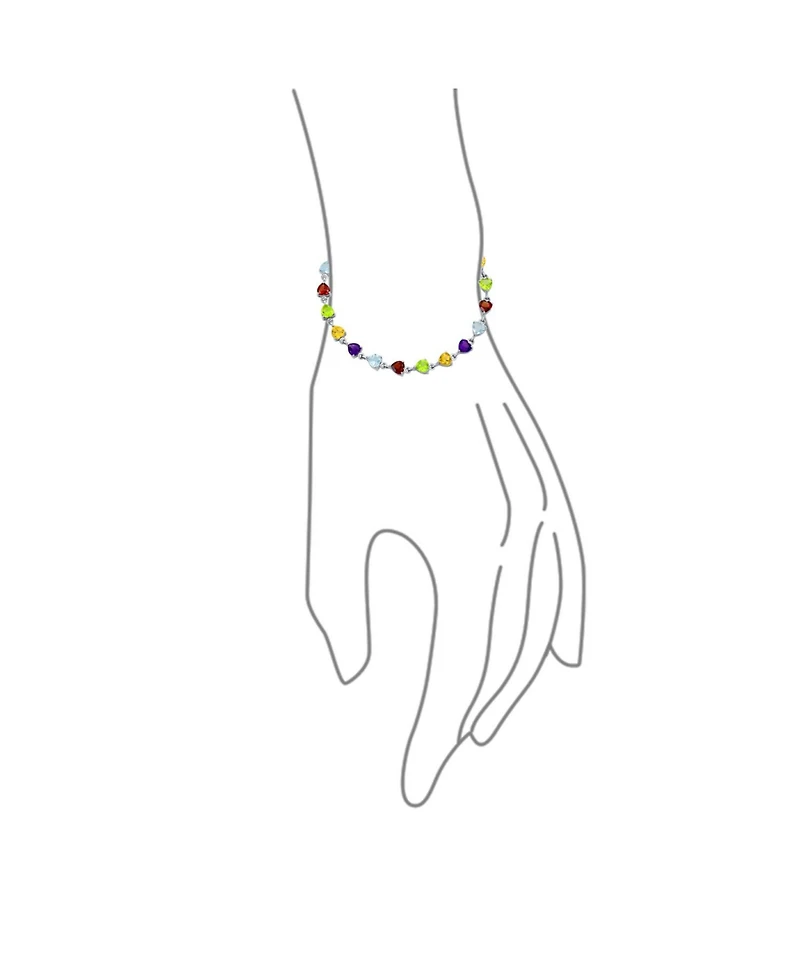 Bling Jewelry Multicolor Citrine Peridot Garnet Aquamarine Amethyst Heart Shape Tennis Bracelet Sterling Silver 7 Inch