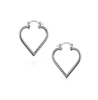 Bling Jewelry Large Heart Shaped Tube Big Hoop Earrings Sterling Silver Hinged Notched Post