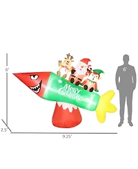 Homcom 9' Inflatable Christmas Rocket with Santa Claus, Led Yard Display