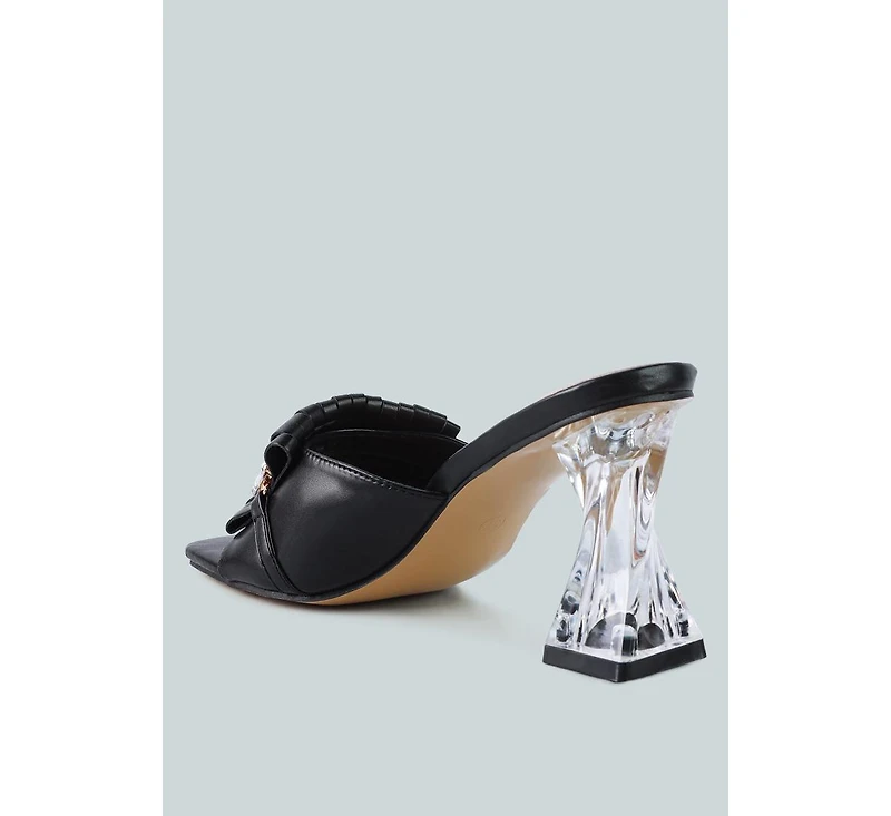 Women's Deeba Diamante Embellishment Clear Spool Heel Sandals