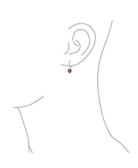 Bling Jewelry Fuchsia Pink Cubic Zirconia Cz Heart Huggie Hoop Lever back Dangling Earrings Sterling Silver Cz Accent