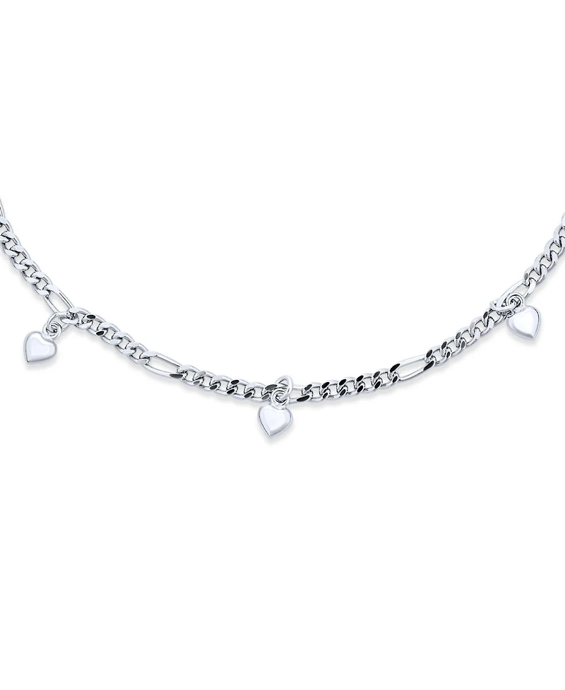 Bling Jewelry Multi Heart Dangle Charms Anklet Ankle Bracelet Sterling Silver Figaro Chain Adjustable 9 To 9.5 Inch