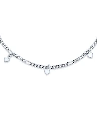 Bling Jewelry Multi Heart Dangle Charms Anklet Ankle Bracelet Sterling Silver Figaro Chain Adjustable 9 To 9.5 Inch