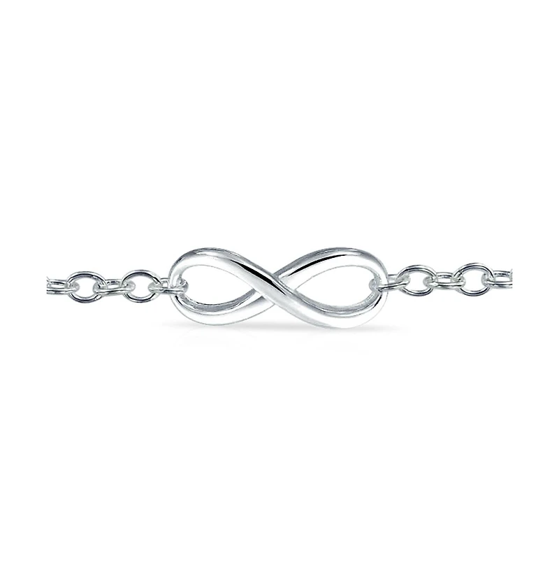 Bling Jewelry Delicate Minimalist Eternal Love Knot figure Eight Chain Infinity Bracelet Sterling Silver 7"