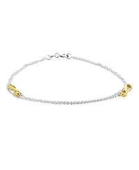 Bling Jewelry 2 in 1 Set Double Chain Two Tone Infinity Love Knot Anklet Ankle Bracelet Sterling Silver 9 Inch