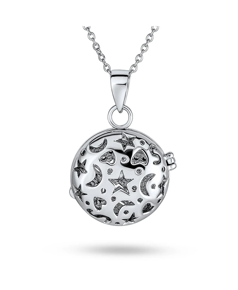 Bling Jewelry Filigree Star Round Circle Aromatherapy Essential Oil Perfume Diffuser Keepsake Photo Heart Shape Locket Pendant Necklace Sterling Silve
