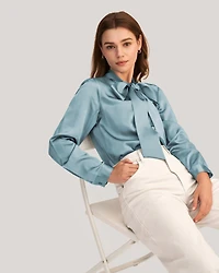 Lilysilk Women's Bow-tie Neck Silk Blouse