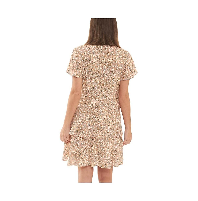 Ripe Maternity Brook Layered Tie Up Dress Nutmeg