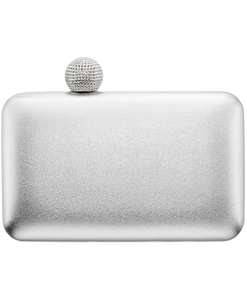Nina Metallic Minaudiere Handbag with Crystal Clasp