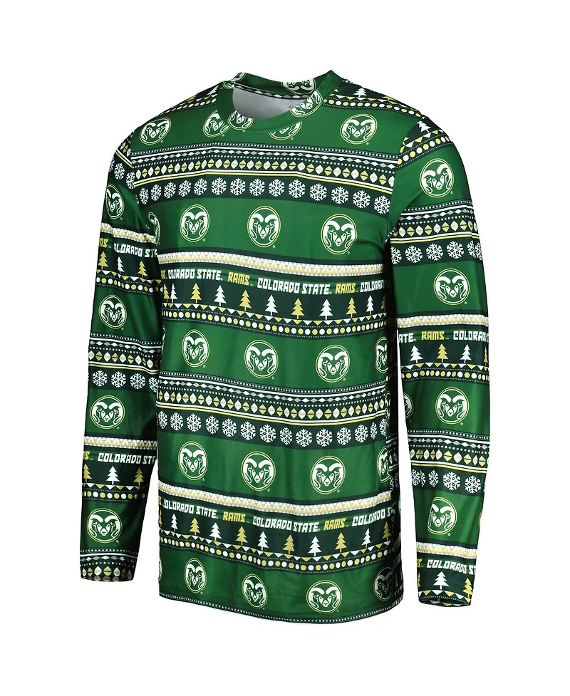 Men's Concepts Sport Green Colorado State Rams Swivel Long Sleeve T-shirt and Pants Sleep Set