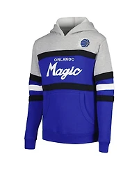 Big Boys and Girls Mitchell & Ness Gray, Blue Orlando Magic Hardwood Classics Head Coach Pullover Hoodie