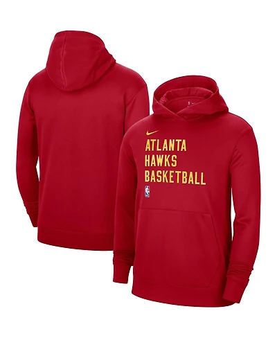 Men's and Women's Nike Red Atlanta Hawks 2023/24 Performance Spotlight On-Court Practice Pullover Hoodie