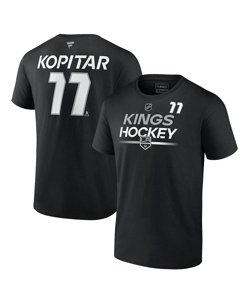 Men's Fanatics Anze Kopitar Black Los Angeles Kings Authentic Pro Prime Name and Number T-shirt