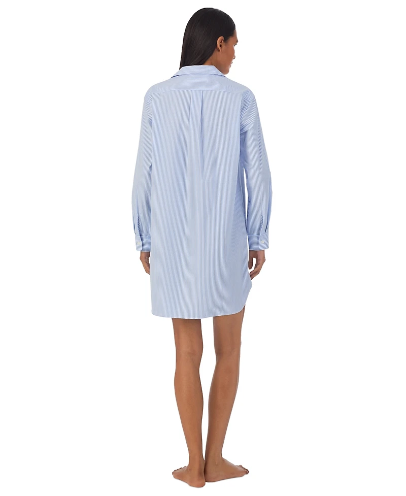 Lauren Ralph Women's Long-Sleeve Roll-Tab His Shirt Sleepshirt