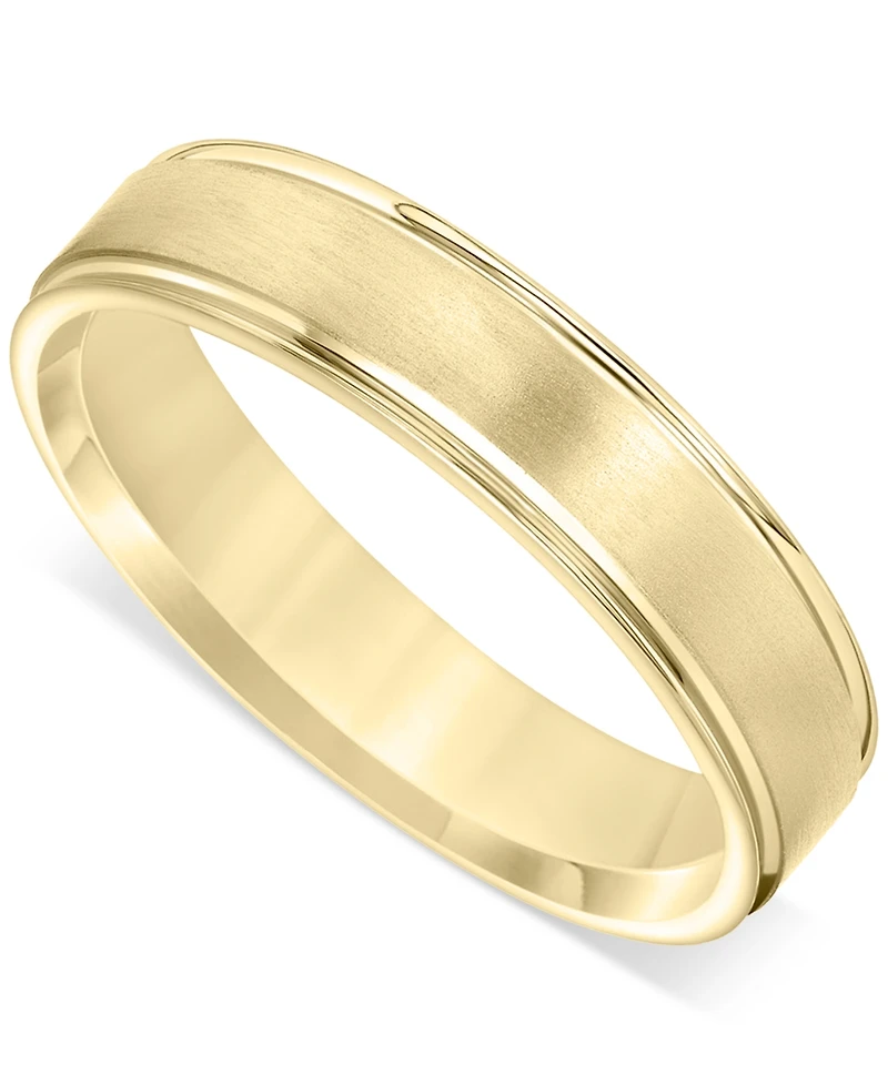 Men's Satin Finish Beveled Edge Band 18k Gold-Plated Sterling Silver (Also Silver)