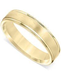 Men's Satin Finish Beveled Edge Band 18k Gold-Plated Sterling Silver (Also Silver)