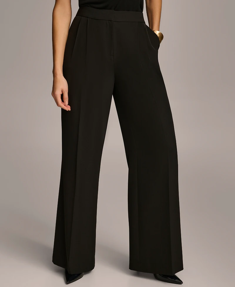 Donna Karan New York Women's Pleat Front Wide Leg Pants, Regular & Petite Sizes