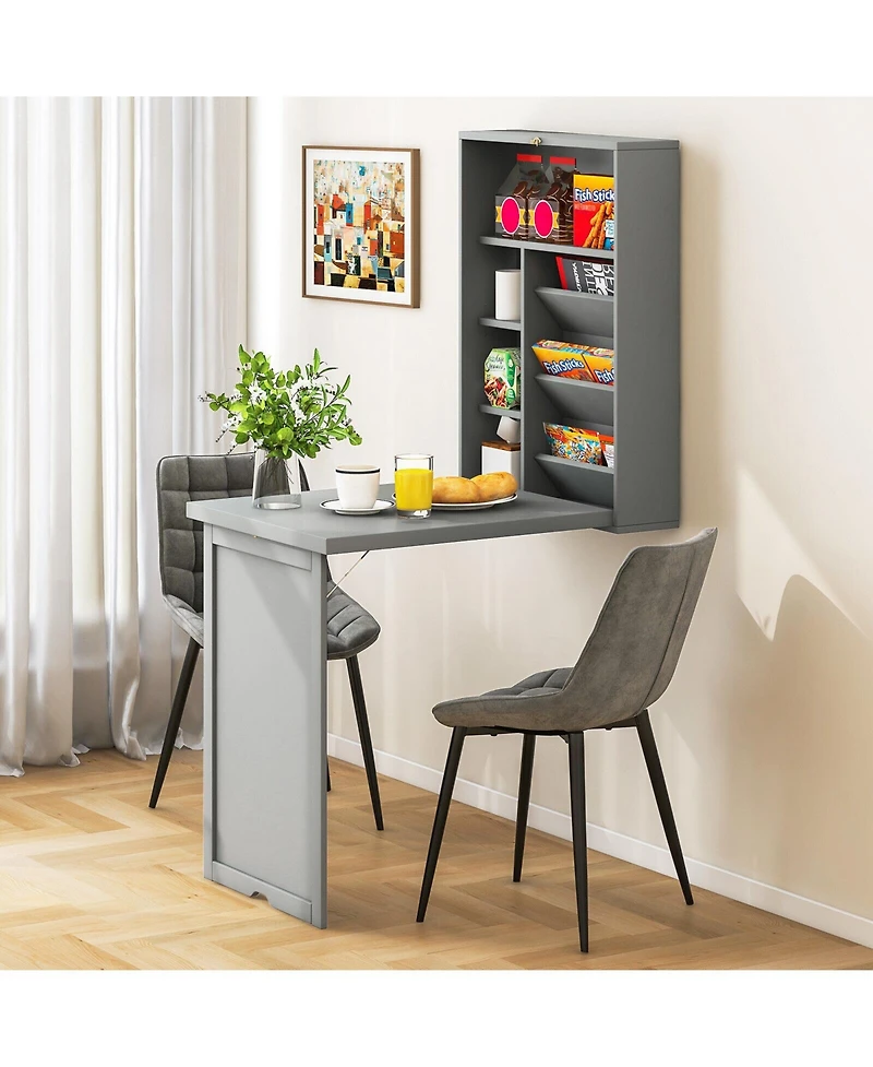 Wall-Mounted Fold-Out Convertible Floating Desk Space Saver