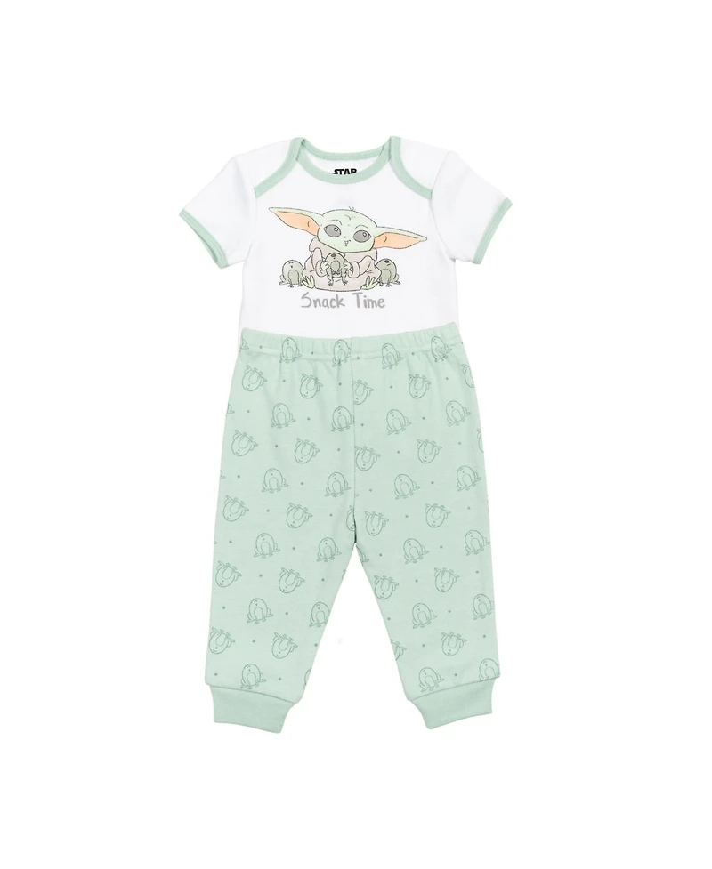Starwars Baby Boys Star Wars Mandalorian Yoda Layette Set Bodysuit Pant Bib Hat