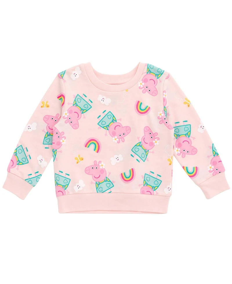 Peppa Pig Girls French Terry Sweatshirt Toddler |Child