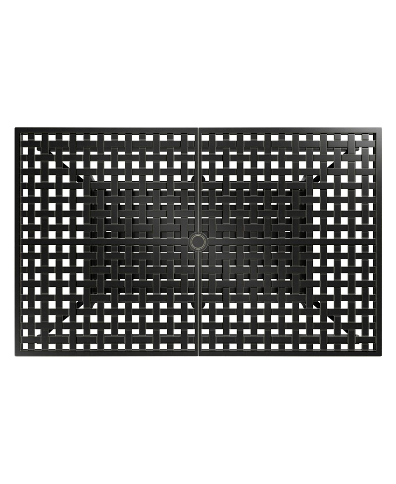 Mondawe Extendable Rectangular Aluminum Outdoor Dining Table with Umbrella Hole, Black