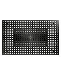 Mondawe Extendable Rectangular Aluminum Outdoor Dining Table with Umbrella Hole, Black