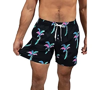 Chubbies Men's The Havana Nights Quick-Dry 5-1/2" Swim Trunks with Boxer Brief Liner - Black